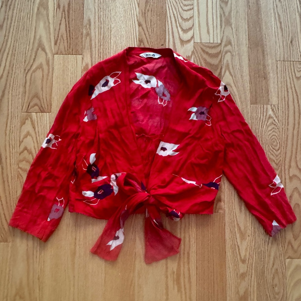 ROLLA'S Red and White Floral Blouse
